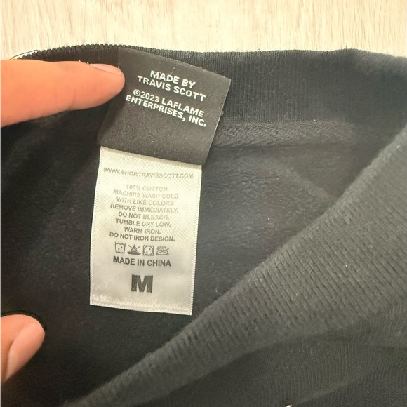 Travis Scott Cactus Jack Mens Stitched Crew Neck Sweatshirt Black Size Medium - Picture 5 of 5